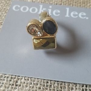 Cookie Lee Gold crystal ring